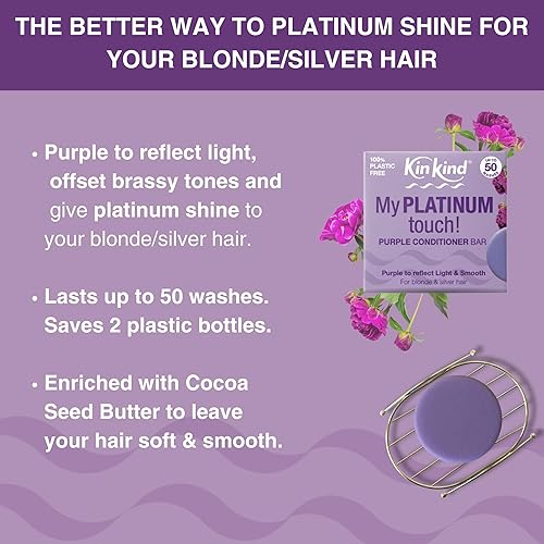 Miniatura 2 de KinKind My PLATINUM touch! Barra Acondicionadora Morada para rubias, cabellos plateados y blancos. Reduce los tonos cobrizos o amarillos. Hasta 50