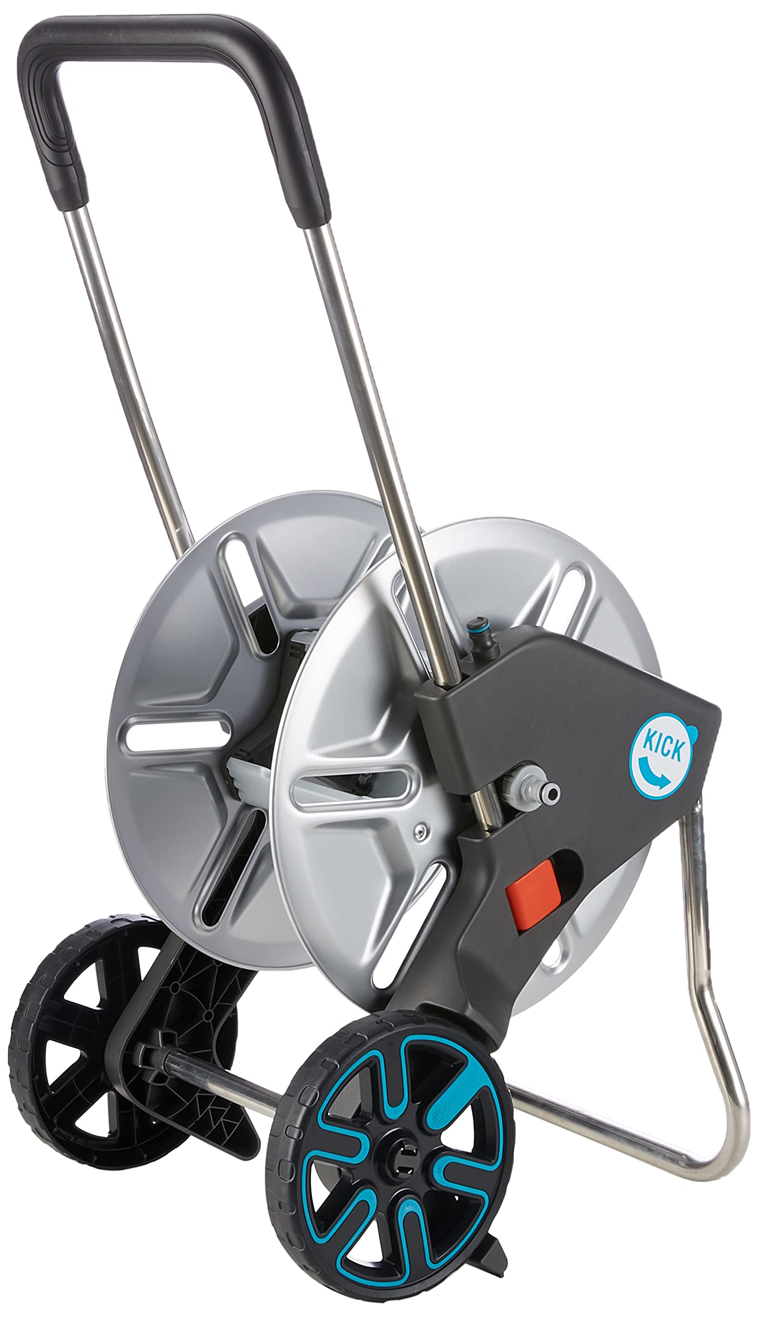 Gardena AquaRoll M Easy Metal Set dévidoir pour Tuyau d'arrosage Argenté/Orange/Noir