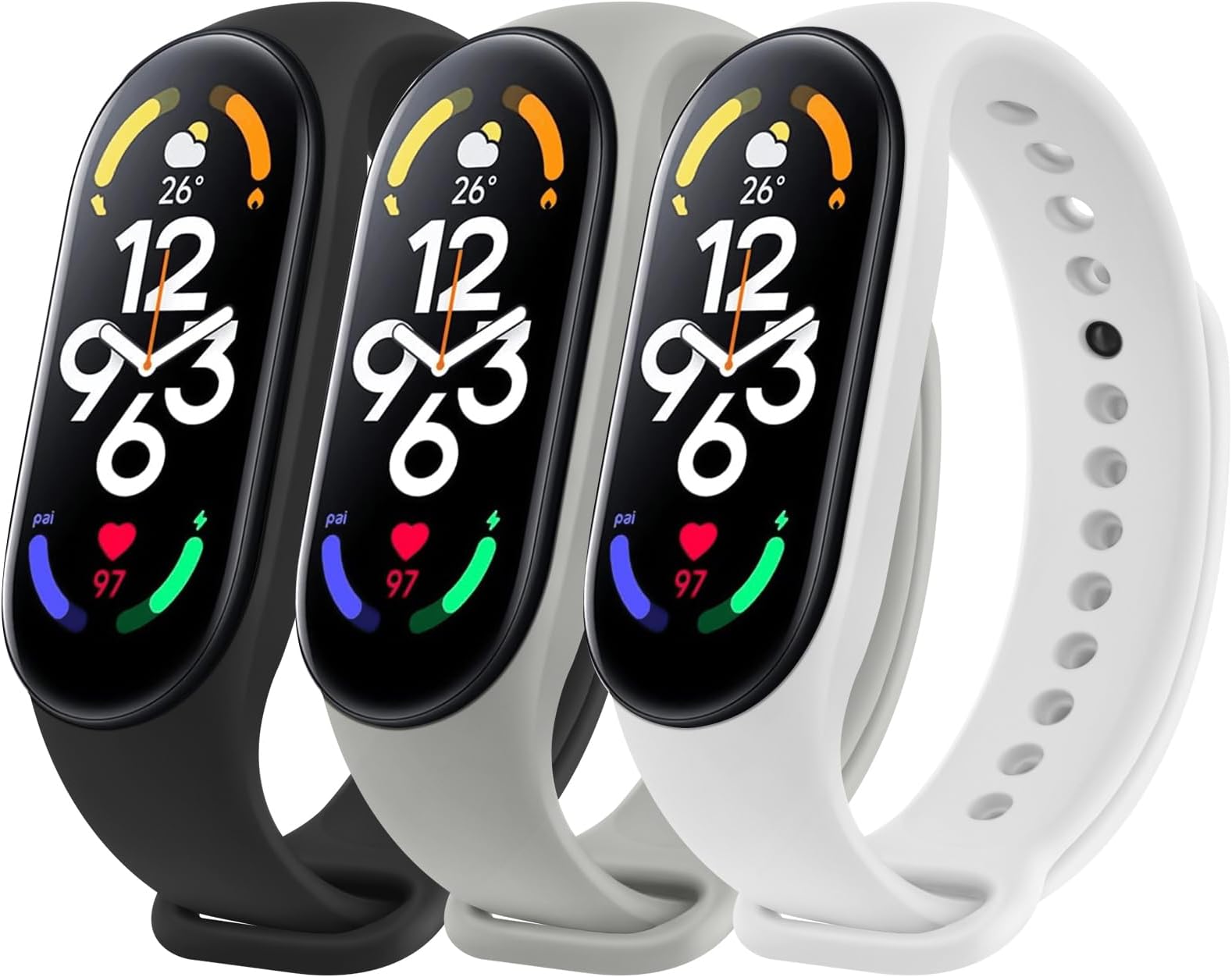 Wanme Bands Compatible with Xiaomi Mi Band 7 Replacement Strap Women Men, Soft Silicone Sport Strap for Xiaomi Mi Band 7 Bands Wristband Accessories