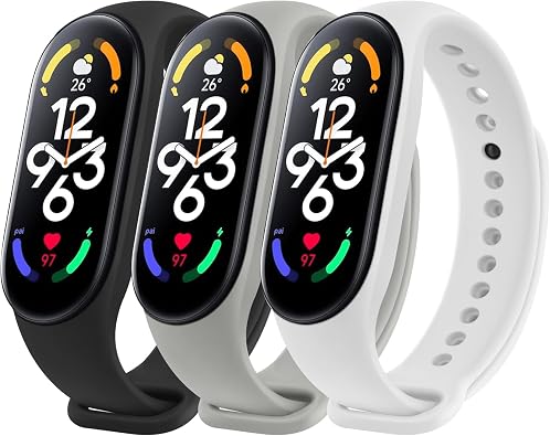 Wanme Bands Compatible with Xiaomi Mi Band 7 Replacement Strap Women Men, Soft Silicone Sport Strap for Xiaomi Mi Band 7 Bands Wristband Accessories