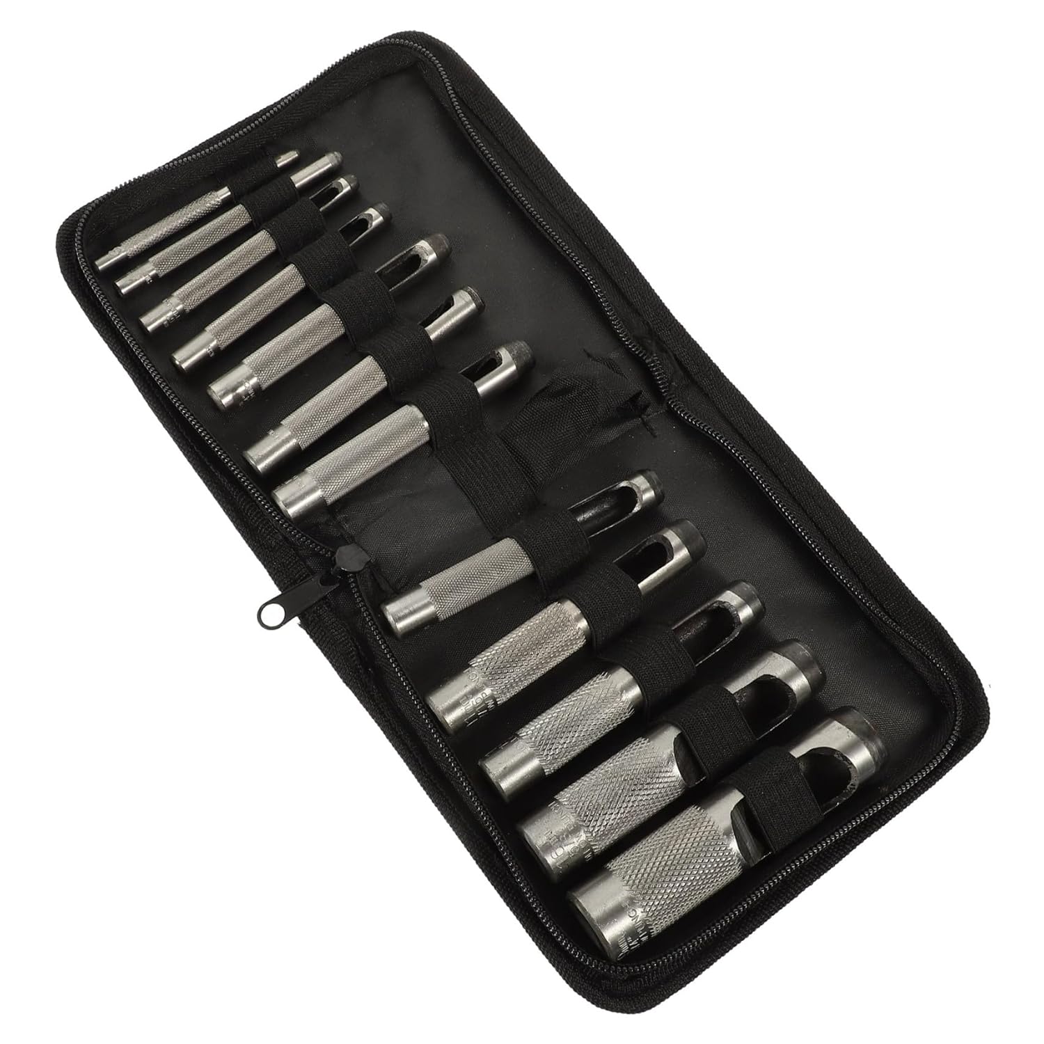 12pcs Steel Hole Cutter Punch Set for Leather Belts, Hollow Punch Tools 3-19mm DIY Craft Carving and Printing Use, Suitable for Leatherworking and Industrial Applications
