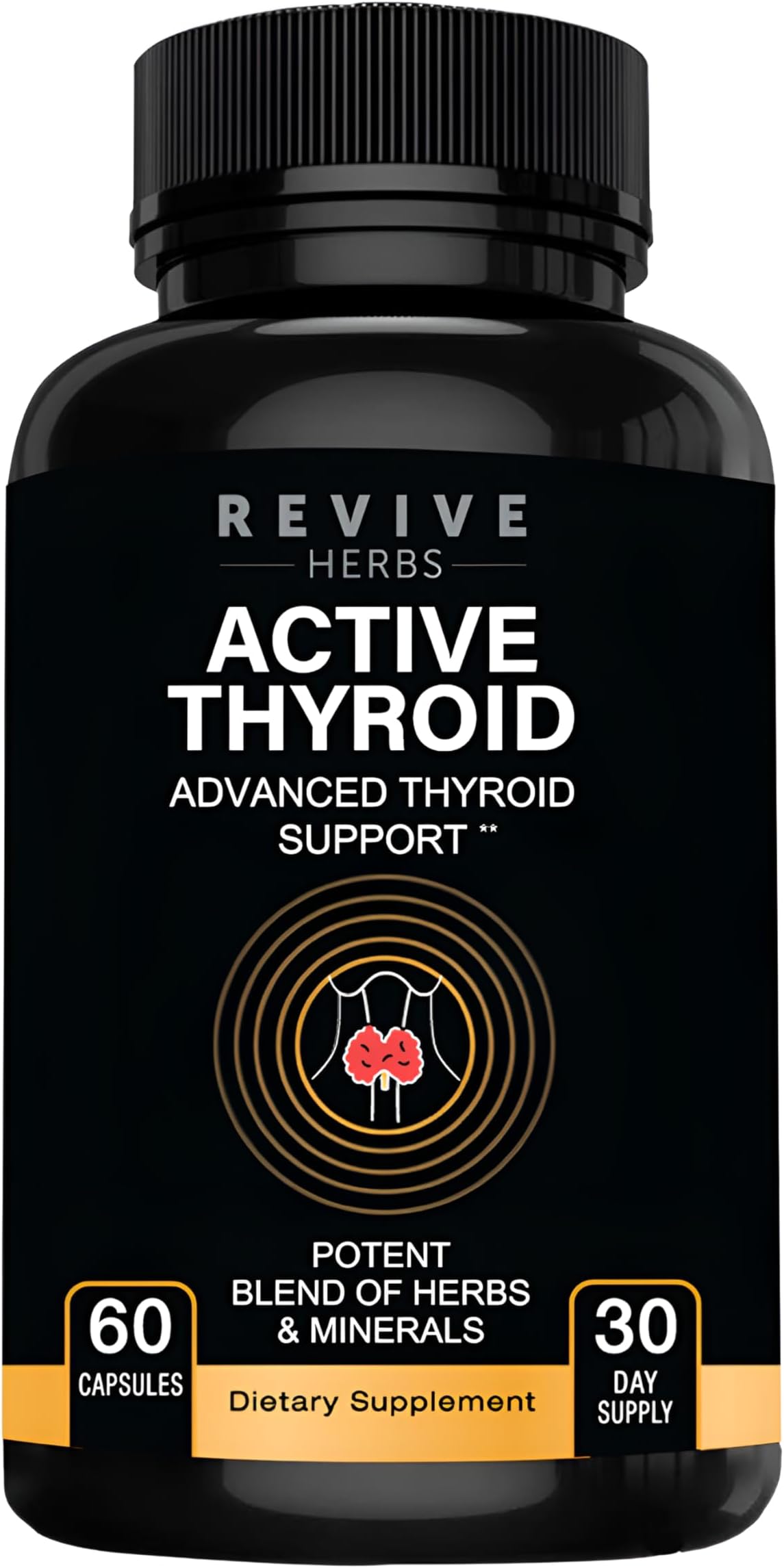 Thyroid Support: Powerful Blend of Ashwagandha, Iodine, Selenium, Magnesium, Zinc, Vitamin B12 & More for Optimal Health - 60 Capsules