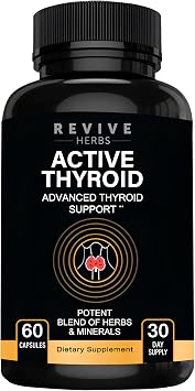 Thyroid Support Powerful Blend of Ashwagandha, Iodine, Selenium, Magnesium, Zinc, Vitamin B12 & More for Optimal Health - 60 Capsules
