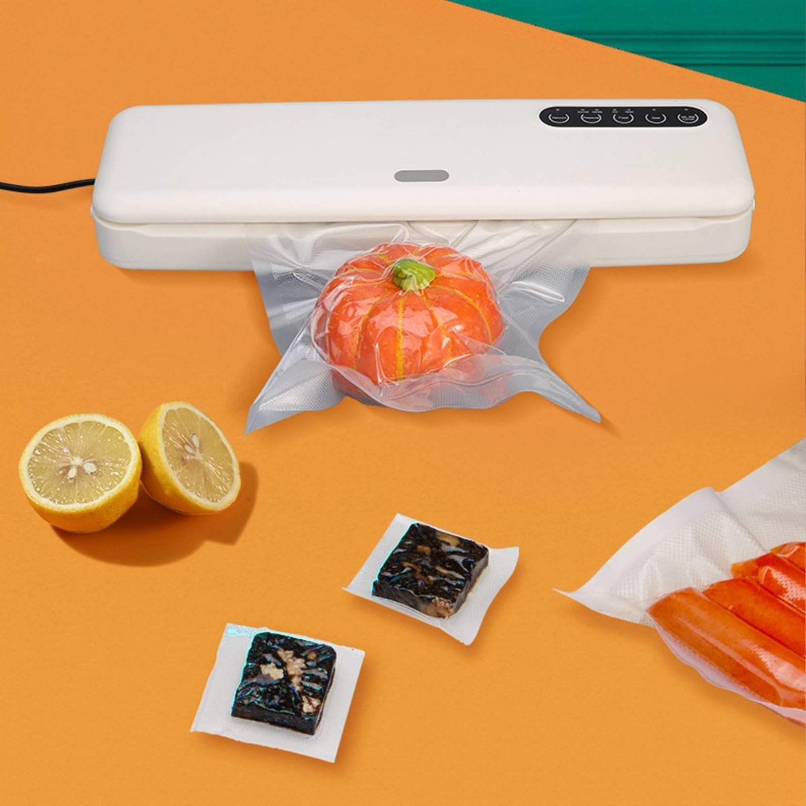 Colcolo Envasadora al Vacío Máquina Selladora Alimentos Sellador Conservador Empaquetadora Hogar Succión Ajustable Sella Bolsas Adecuada para Cocina Doméstica, White