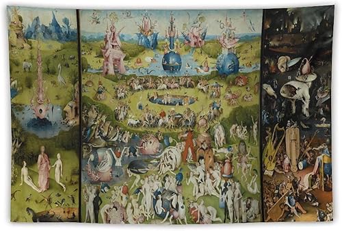 Hieronymus Bosch Hieronymus Tapiz de pintura de fama mundial, tapiz de poliéster para decoración del hogar, dormitorio, decoración moderna, tapices