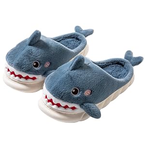 YILANLAN Women Men Slippes Cute Animal Shark Slippers Adult Cozy Plush Warm Winter House Slippers