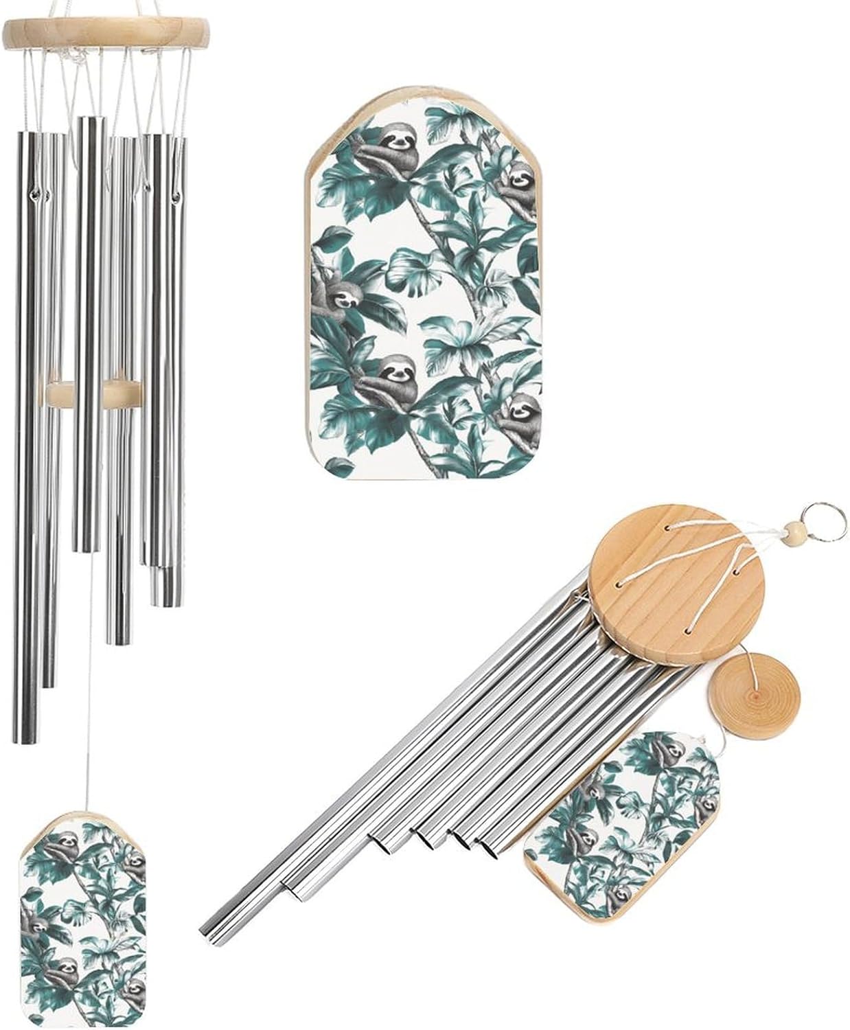 Cute Sloths Wooden Wind Chimes Deep Tone Memorial Windchime for Outside Garden Home Decoration