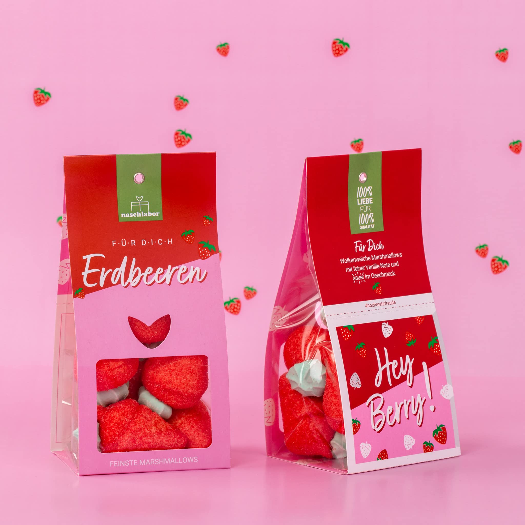 15 Stück Marshmallowtüte Erdbeere | Fluffig weiche Marshmallows in Erdbeerform für den Sommer | Zum Verschenken, selbst Naschen oder Dekorieren | Großpackung