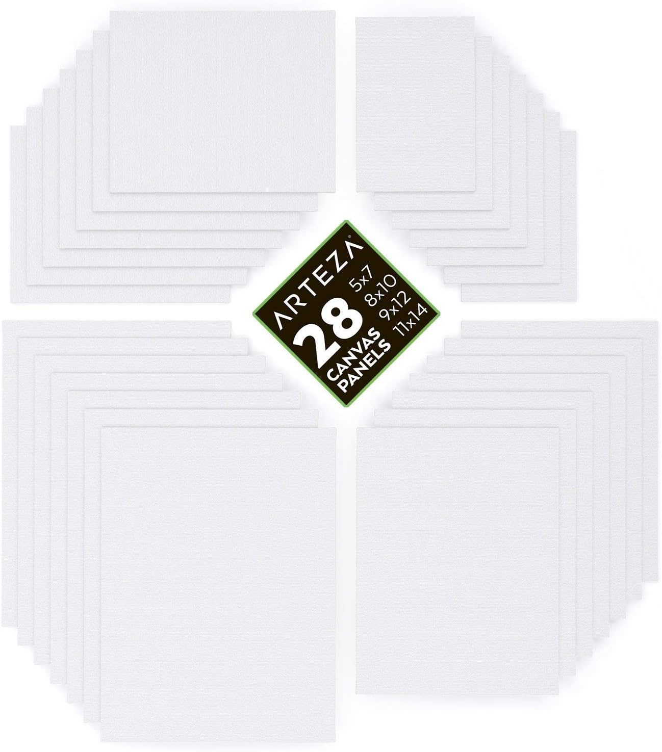 Arteza Canvas Panels and Stretched Canvases Bundle, Painting Art Supplies for Artist, Hobby Painters & Beginners