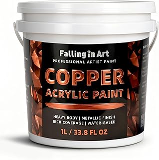 Falling in Art Copper Metallic Acrylic Paint, 33.8 Oz Heavy Body Copper Leaf Paint, Non-Toxic Art Paints for Metal, Furniture, Canvas, and DIY Crafts