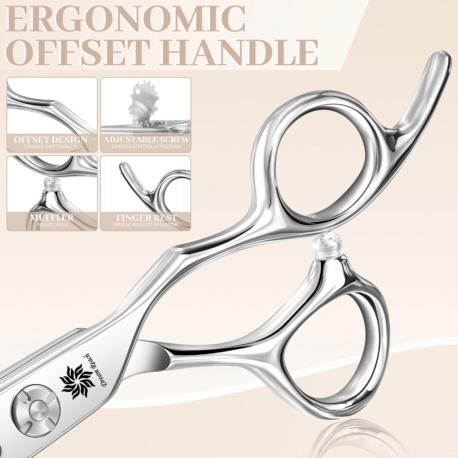 Dream Reach Hair Cutting Scissors Professional Barber Shears, 6.0 inch Hairdressing Regular Scissor Salon Razor Edge Hair Cutting Shear Japanese 440C Stainless Steel