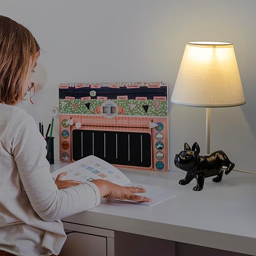 Miniatura 6 de HERBESTBAY Lámpara de mesa para niños, adorable lámpara de escritorio estilo bulldog francés de 13 pulgadas, lámpara de noche de perro negro, ideal