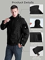 Vista 6 de Chaqueta impermeable de softshell para hombre, resistente al viento con forro polar para invierno con capucha, ligera y cálida