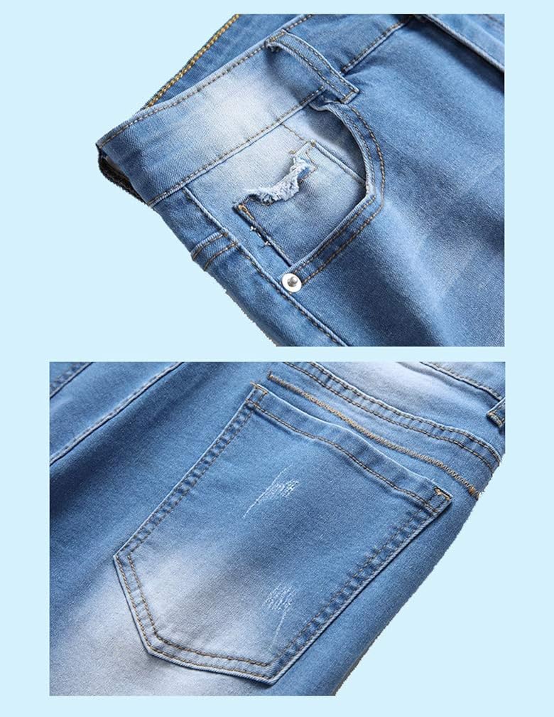 Lavnis Men's Moto Biker Jeans Shorts Ripped Distressed Denim Shorts with Broken Hole at  Men’s Clothing store