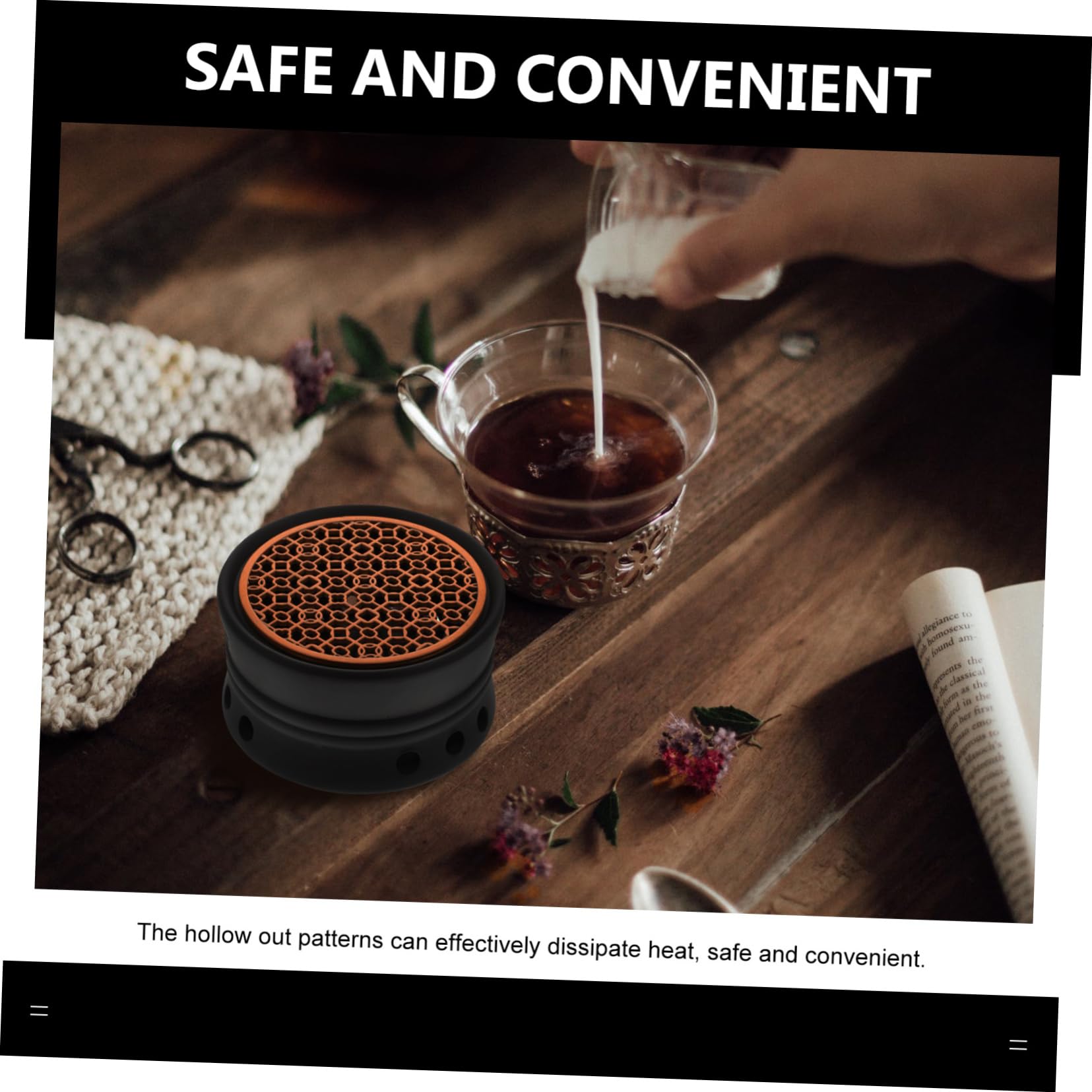 SOLUSTRE Tea Warmer Black Japanese Tea Sets Warmer Candle Stand Ceramic Random Color