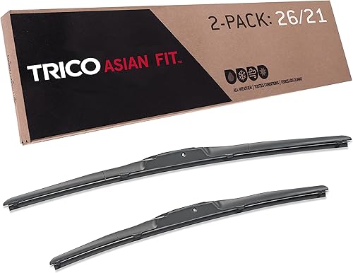 TRICO Solutions Asian Fit - Paquete de 2 limpiaparabrisas de repuesto de 26 y 21 pulgadas, para Honda CR-Z 2011-2016 y MDX 2012-2013 (57-2621)