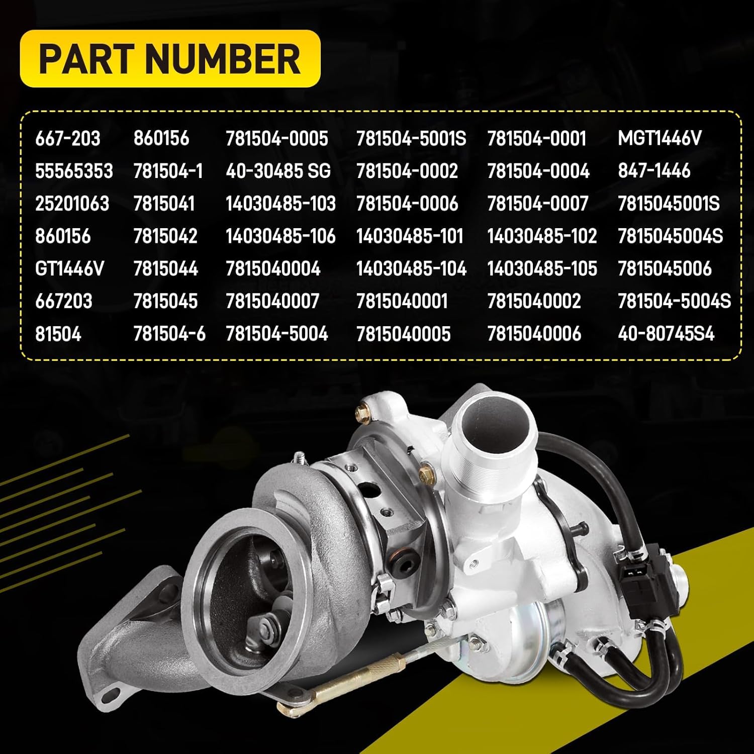 667-203 1.4 Turbo Turbocharger with Gasket Compatible with 2011-2015 Chevrolet Cruze 2012-2020 Chevy Sonic 2013-2018 Trax 2013-2020 Buick Encore 1.4L Turbo Charger Replace# 55565353