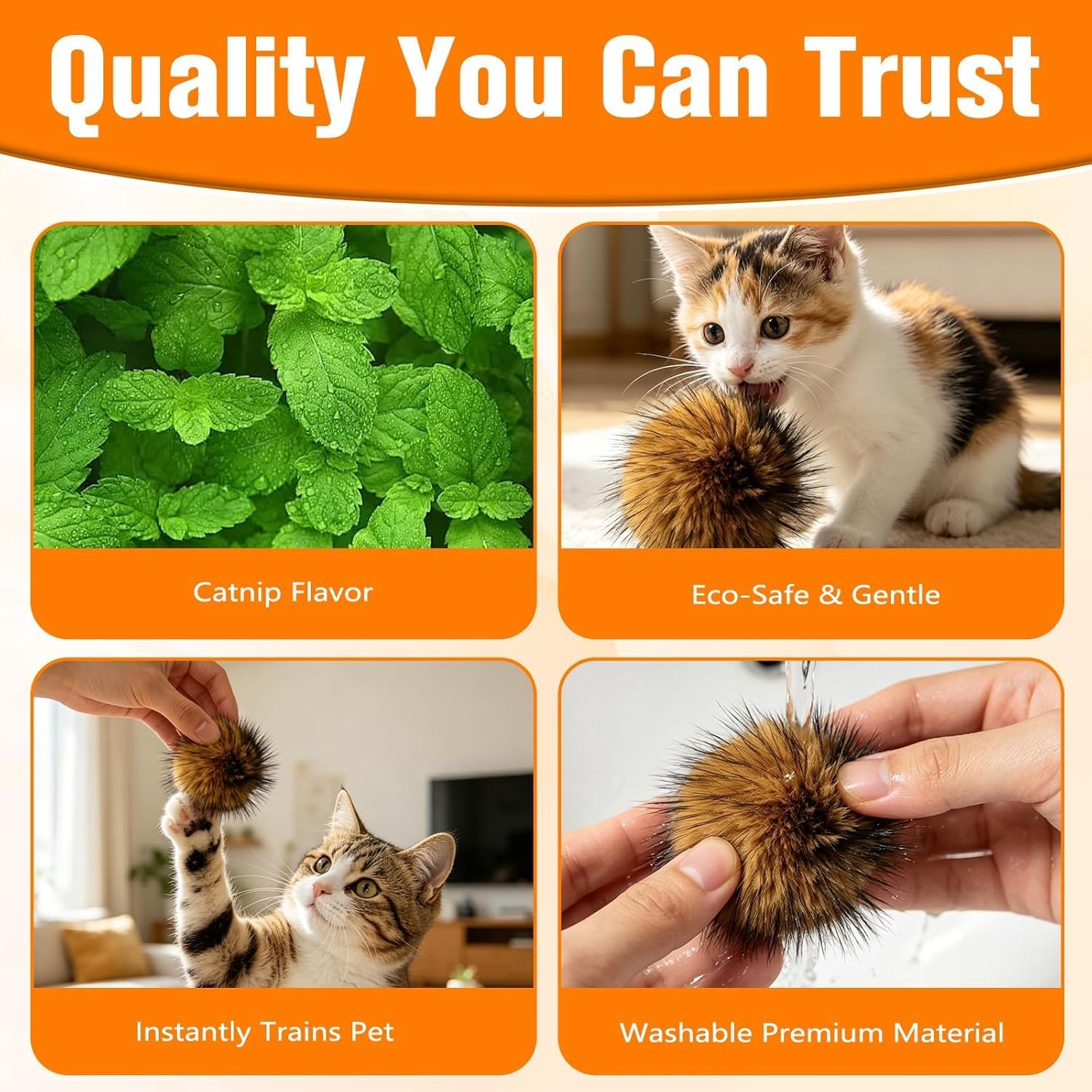 3pcs Cat Toy Faux Rabbit Fur Ball, 2026 New Soft Rabbit Fur Ball Cat Toys, Furry Catnip Toy Ball, Washable, for Indoor Cats to Chase for Exercise and Bonding