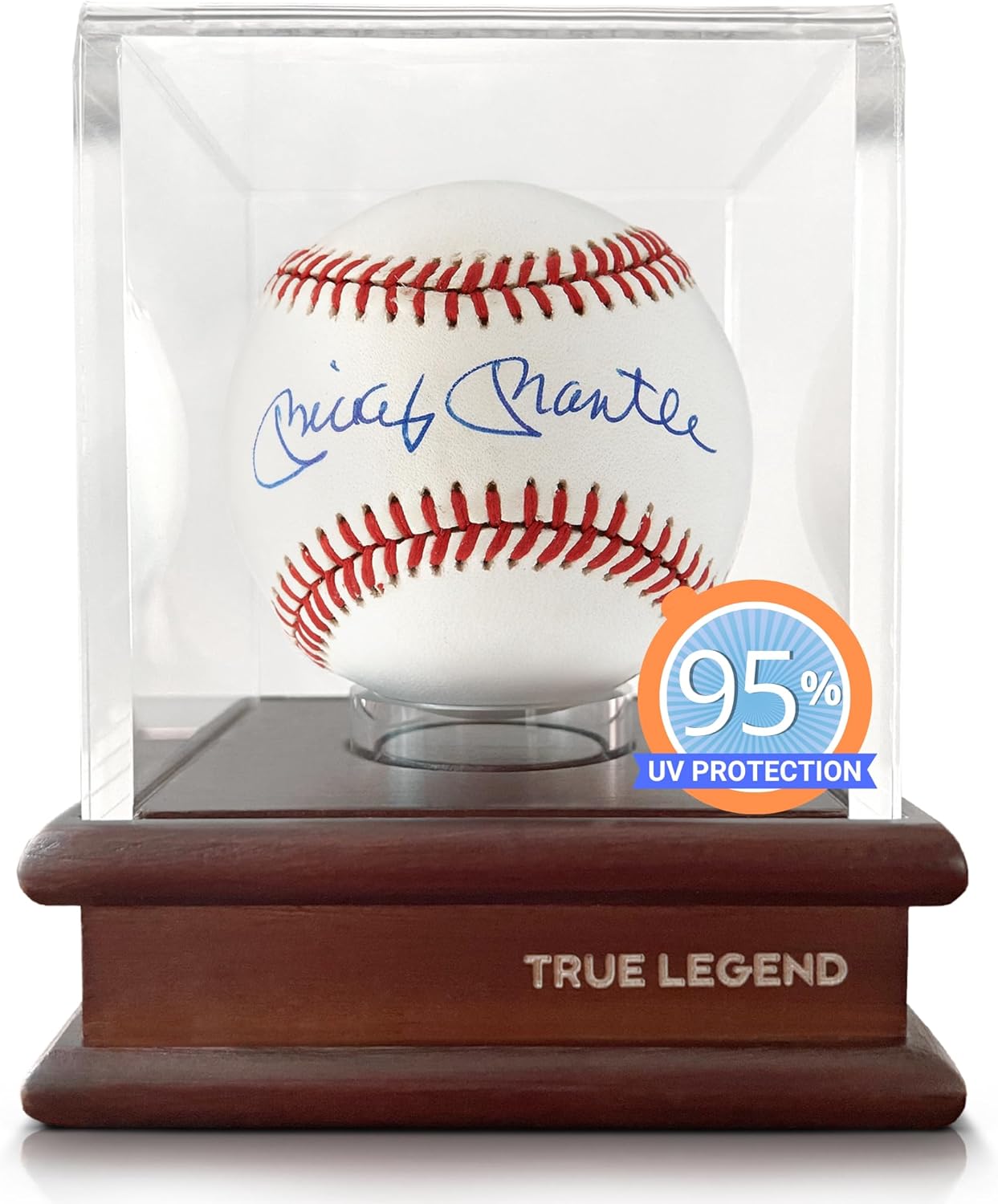 True Legend Baseball Display Case with 95%+ UV Protection: Premium Baseball Holder with Thick Acrylic Polished Edges - Perfect Display Stand for Sports Memorabilia Collectors