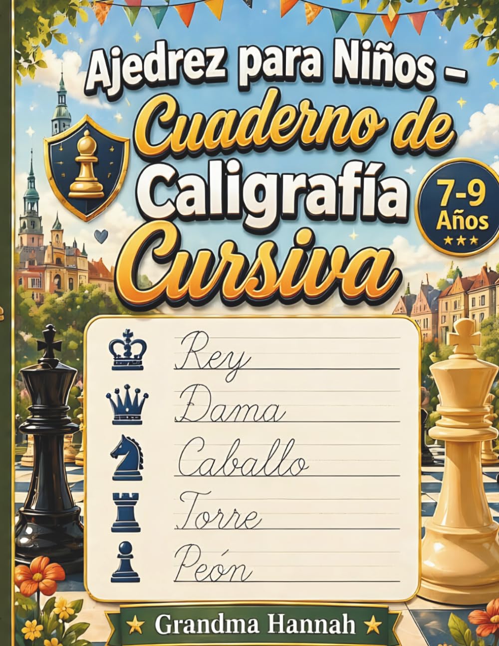 Ajedrez para Niños – Cuaderno de Caligrafía Cursiva 7-9 Años: Abecedario, Frases para Copiar, Datos Curiosos, Colorear y Laberintos