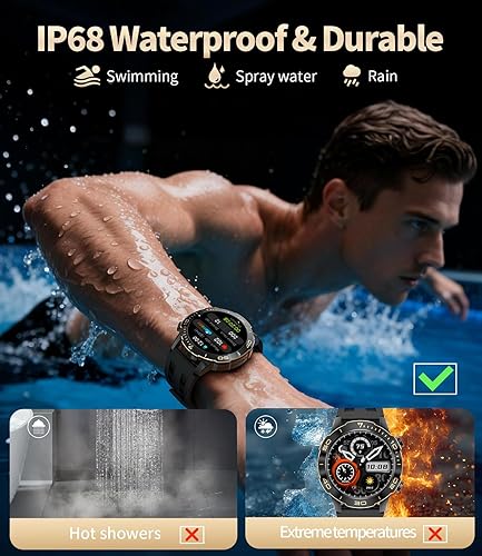 Miniatura 8 de Reloj inteligente militar para hombre (respuestallamadas), pantalla AMOLED de 1.43 pulgadas, 500 mAh 5 ATM impermeable, 170 modos deportivos, reloj