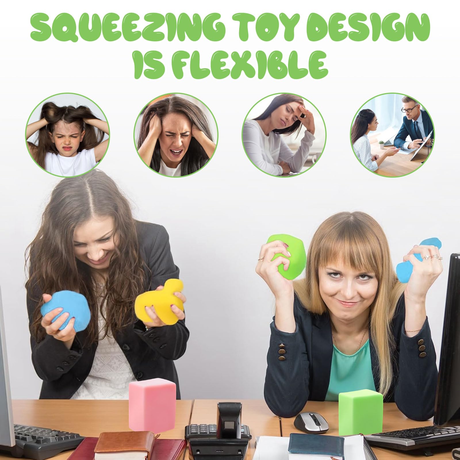 Lot De 4 Jouets Anti-Stress Fidget Cubes Colorés – Blocs Souples à Pétrir Pour Soulager Anxiété Enfants & Adultes