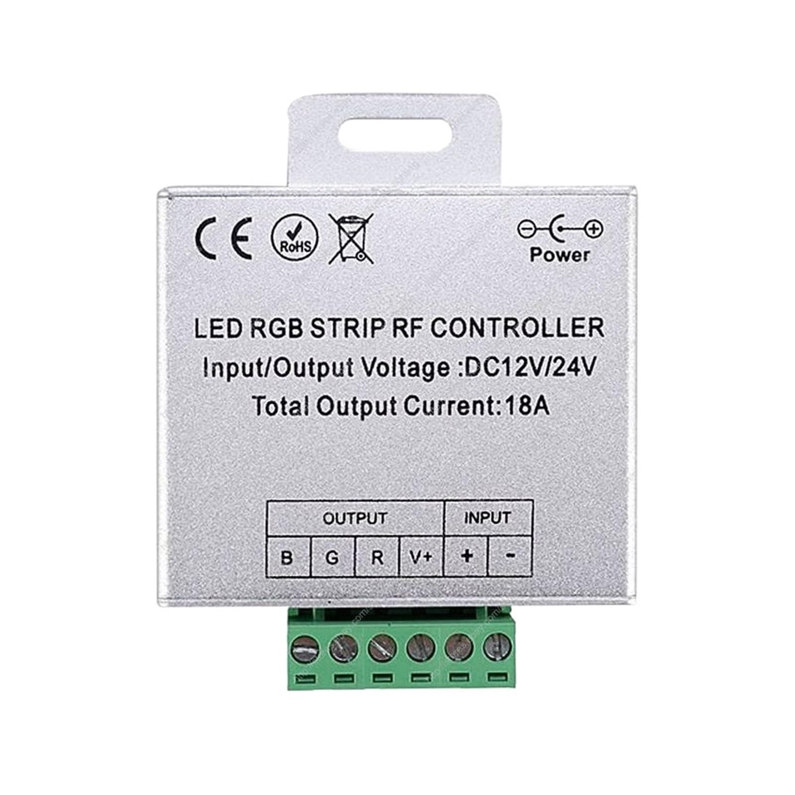 Caja de aluminio del controlador LED RGB DC12V-24V 18A con control remoto semitáctil de 5 botones y rueda de color