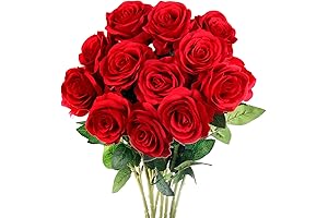Enthralling 12-Stemmed Rose Red Beauties: Mocoosy's Artificial Silk Roses