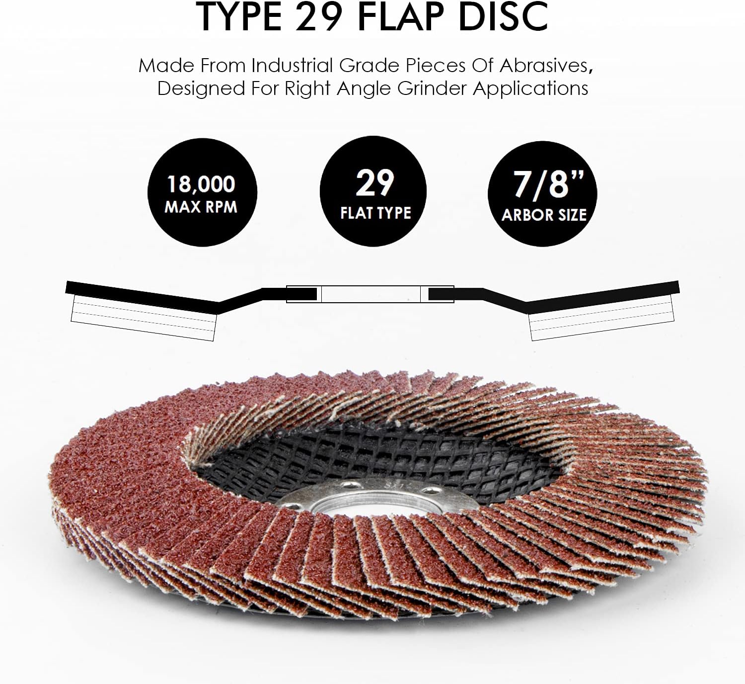 amoolo 4.5 Inch Flap Discs, 10PCS-80 Grit Angle Grinder Sanding Discs, High Density Abrasive Grinding Wheels Type 29 for Metal/Wood Grinding (7/8 inch Arbor Size)
