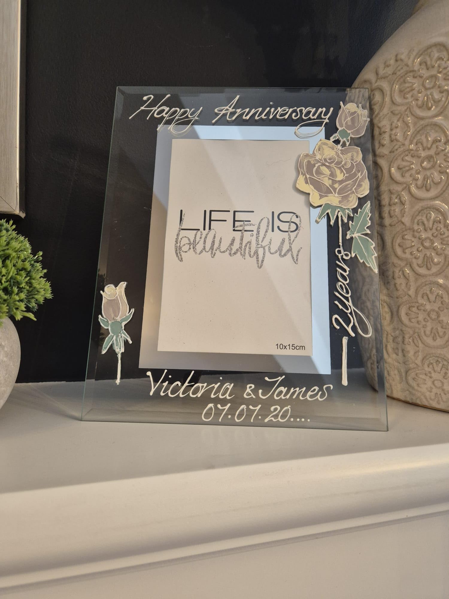 Dreamair Personalised 2nd Cotton Anniversary Photo Frame: Portrait 4"x6"