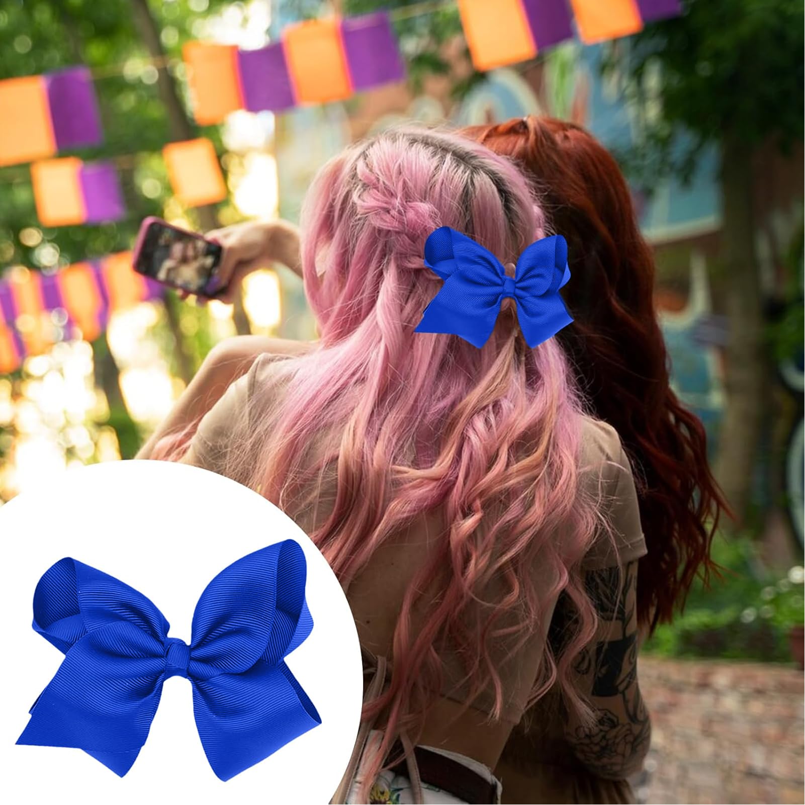 4 Pcs Royal Blue Hair Bows For Girls Women Blue Bow Hair Clip French Solid Color Bowknot Soft Satin Silky Hairpin Bows Simple Hair Fastener Accessories Ponytail Holders for Toddler Teens Girls - Image 4