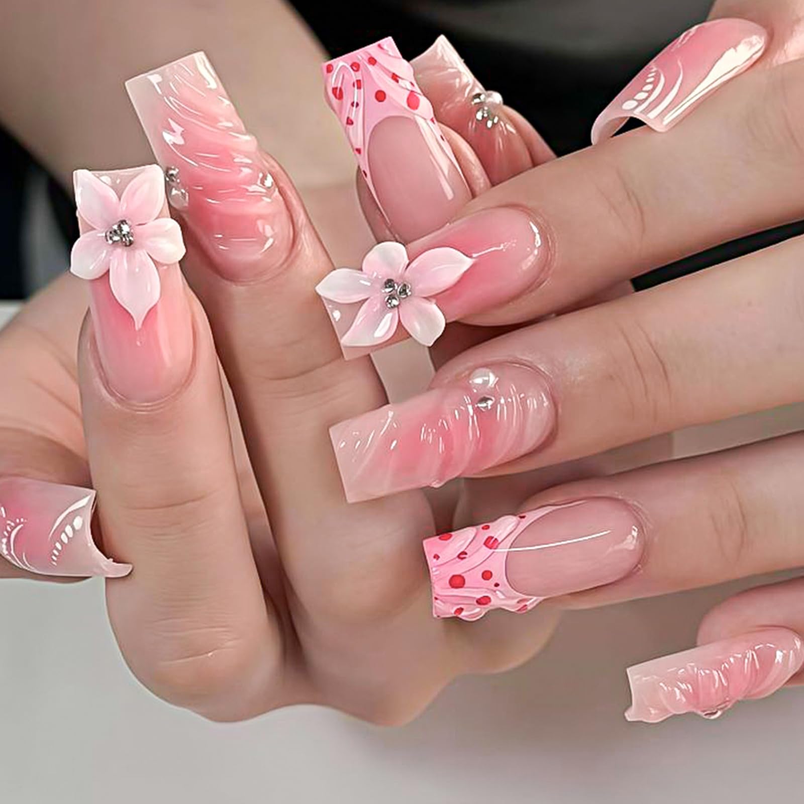 EBANKU 4PCS Moules Silicone pour Nail Art, 3D Fleurs Moules à Charmes d'ongles avec Stylo à Gravure Dentelle Nœud papillon Fleurs Design pour Manucure DIY