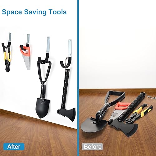 Miniatura 6 de PYBTOOL Ganchos para colgar en la pared de garaje, ganchos redondos de acero resistente para manguera de jardín, cables de herramientas eléctricas,