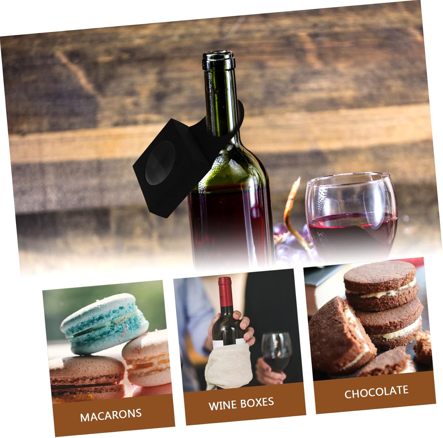 SHOWERORO Wine Box Present Set Paper Wine Bottle Case Window Reusable Portable for Outdoor Home