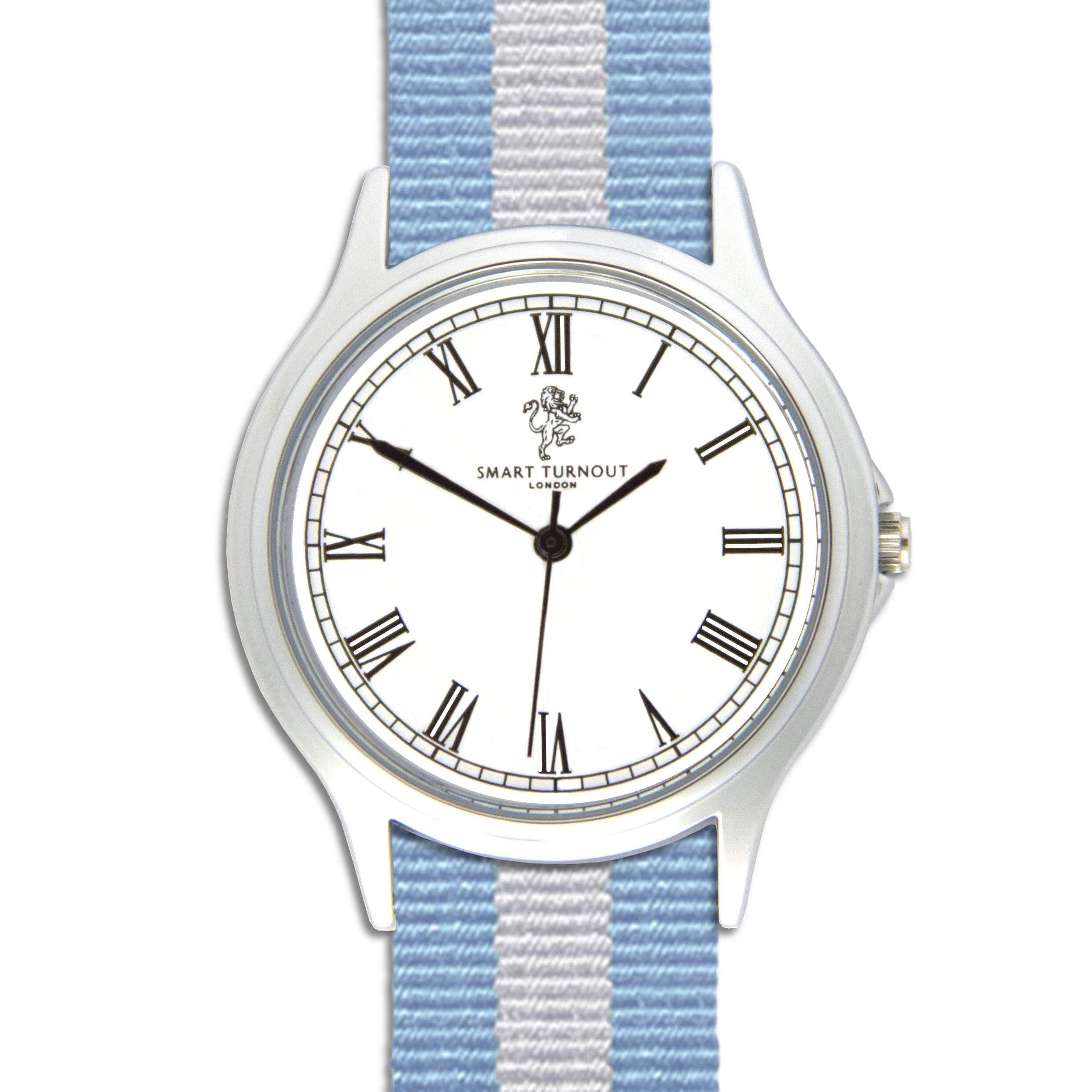 Smart Turnout Equerry - Correa de reloj NATO con rayas azules y blancas