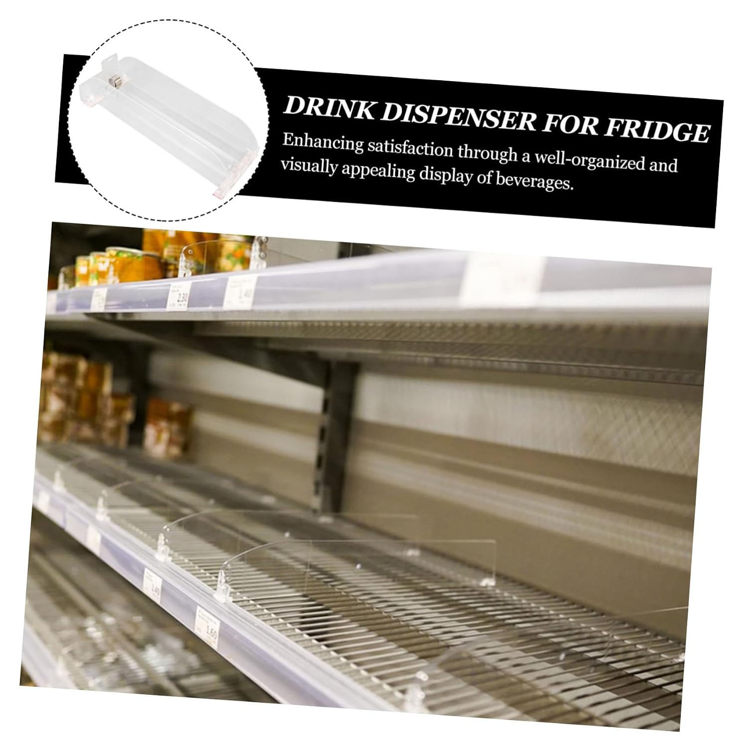Gatuida Beverage Organizer for Fridge Adjustable Drink Pusher Rack Dispenser for Canned Beverages Slide Design for Easy Access and Visibility Freezer Pantry