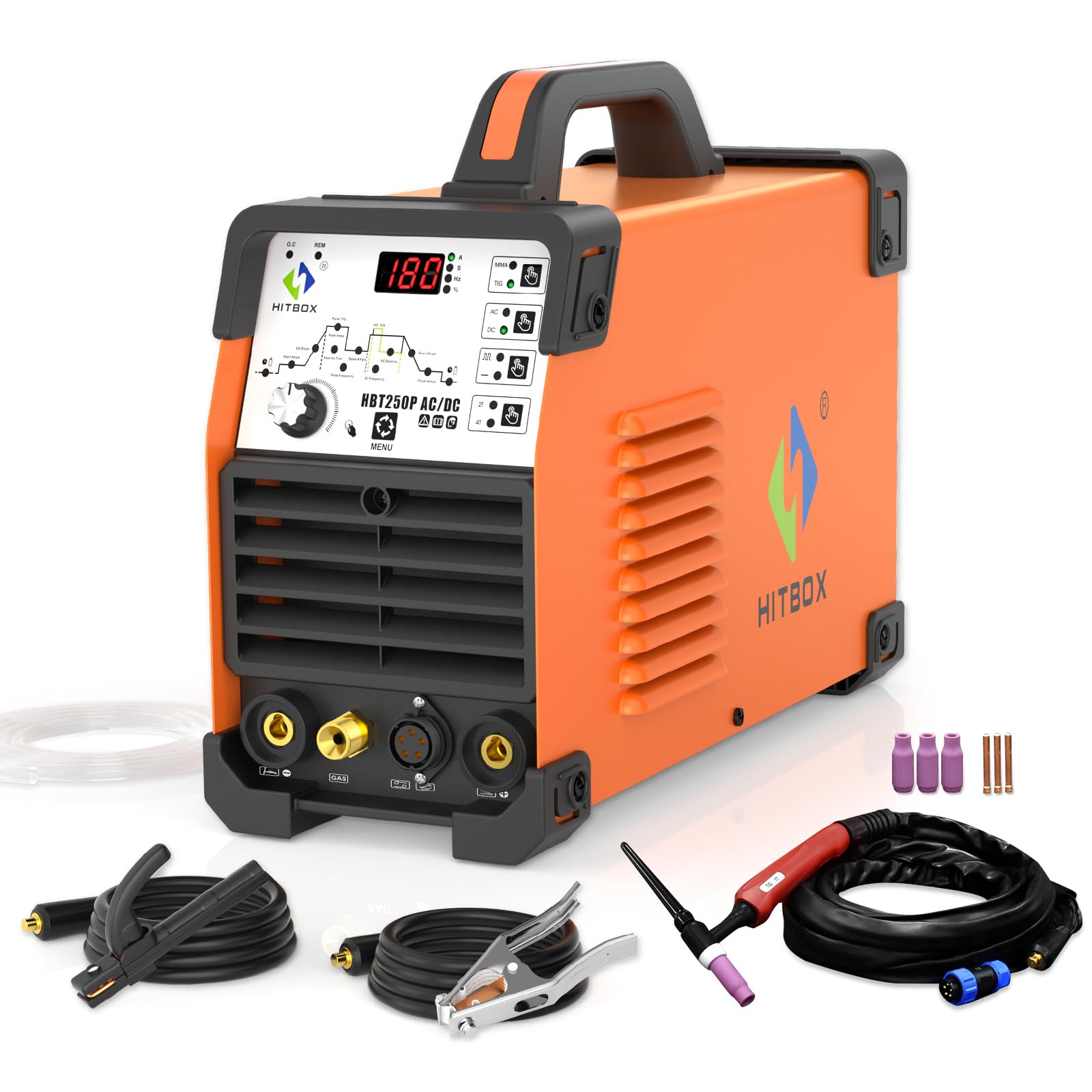 200A Aluminium TIG Welder AC/DC, Digital Inverter TIG Welding Machine with Pulse & Square Wave, Professional TIG Welder (HBT250P AC/DC)