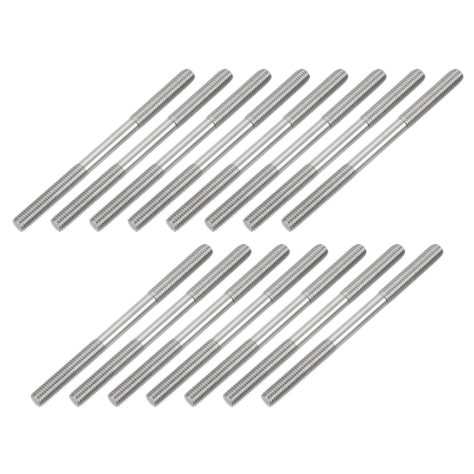 sourcing map 20Pcs M8x120mm 304 Stainless Steel Double End Threaded Stud Screw Bolt for House Maintenance
