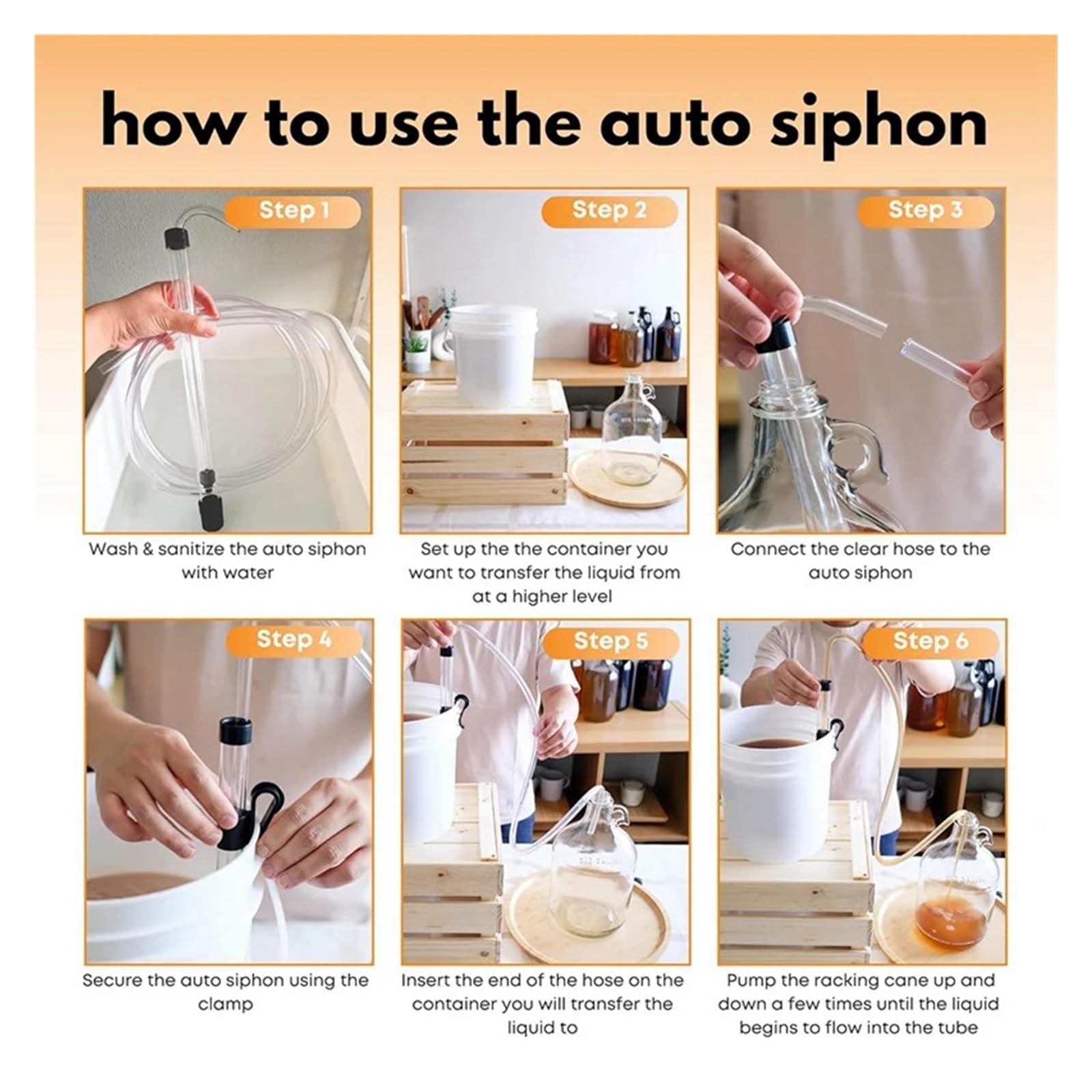 Home Brewing Kit Set sifone Automatico da 3/8 Pollici con Morsetto Kit sifone for imbottigliamento Tubo da 6,5 ​​'ft con Tubi in plastica for Uso Alimentare for Birra Accessori per Il Vino