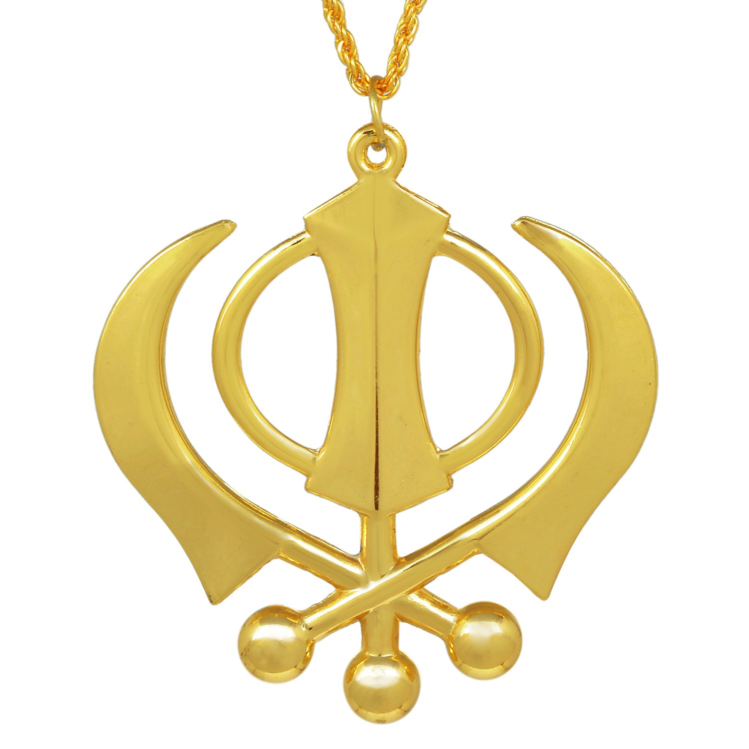 Memoir Brass Big and Bold Khanda Sikh Sardar Punjabi Khalsa 3 Inch x 3inch chain pendant necklace for Men and Women (B01HWDN54A) Amazon Price History, Amazon Price Tracker