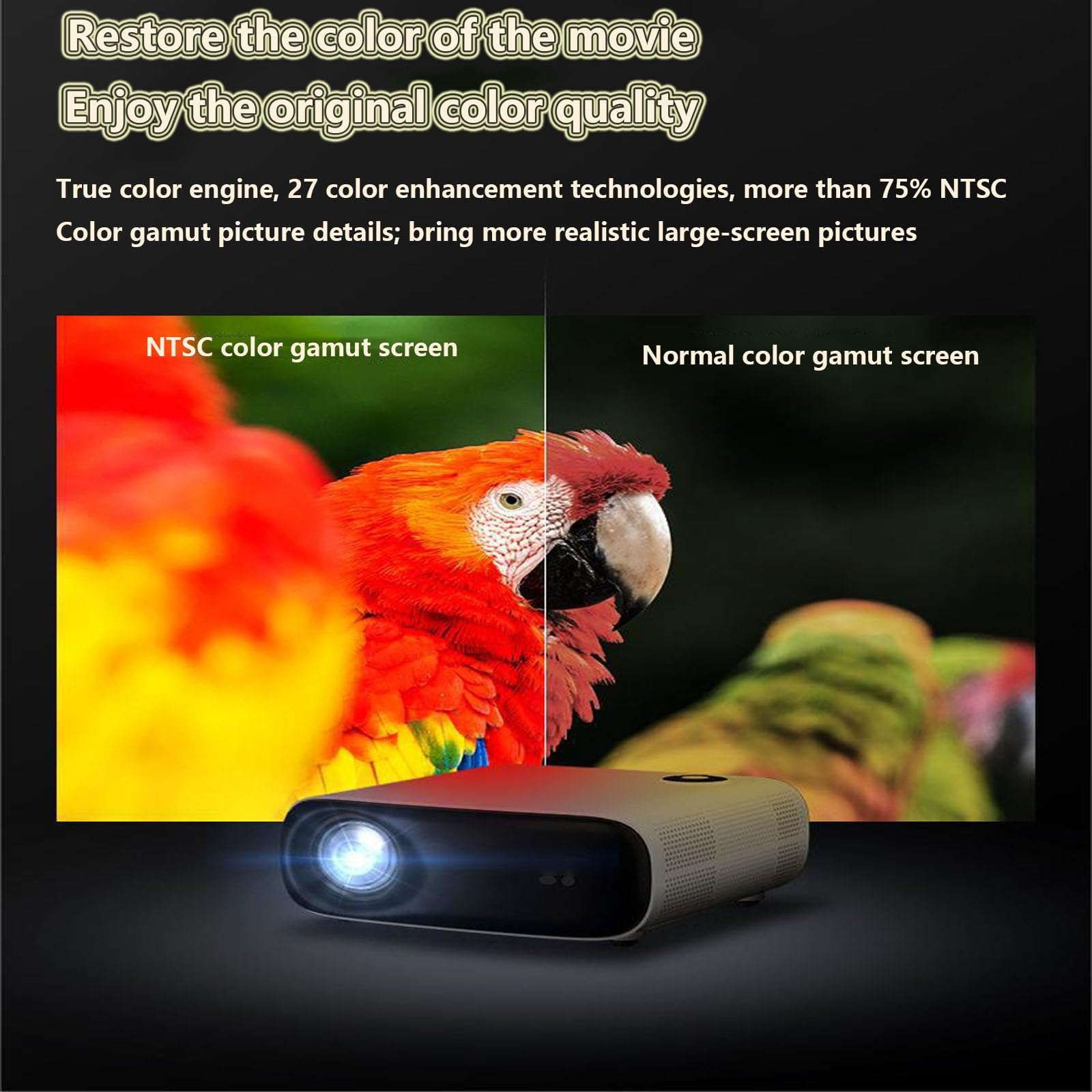 Mini Proiettore Portatile, Auto Focus/Keystone,Videoproiettore 4K Per Esterni/Home Cinema,Compatibile Con Ios/Android/Tablet/HDMI/TV Stick/USB A