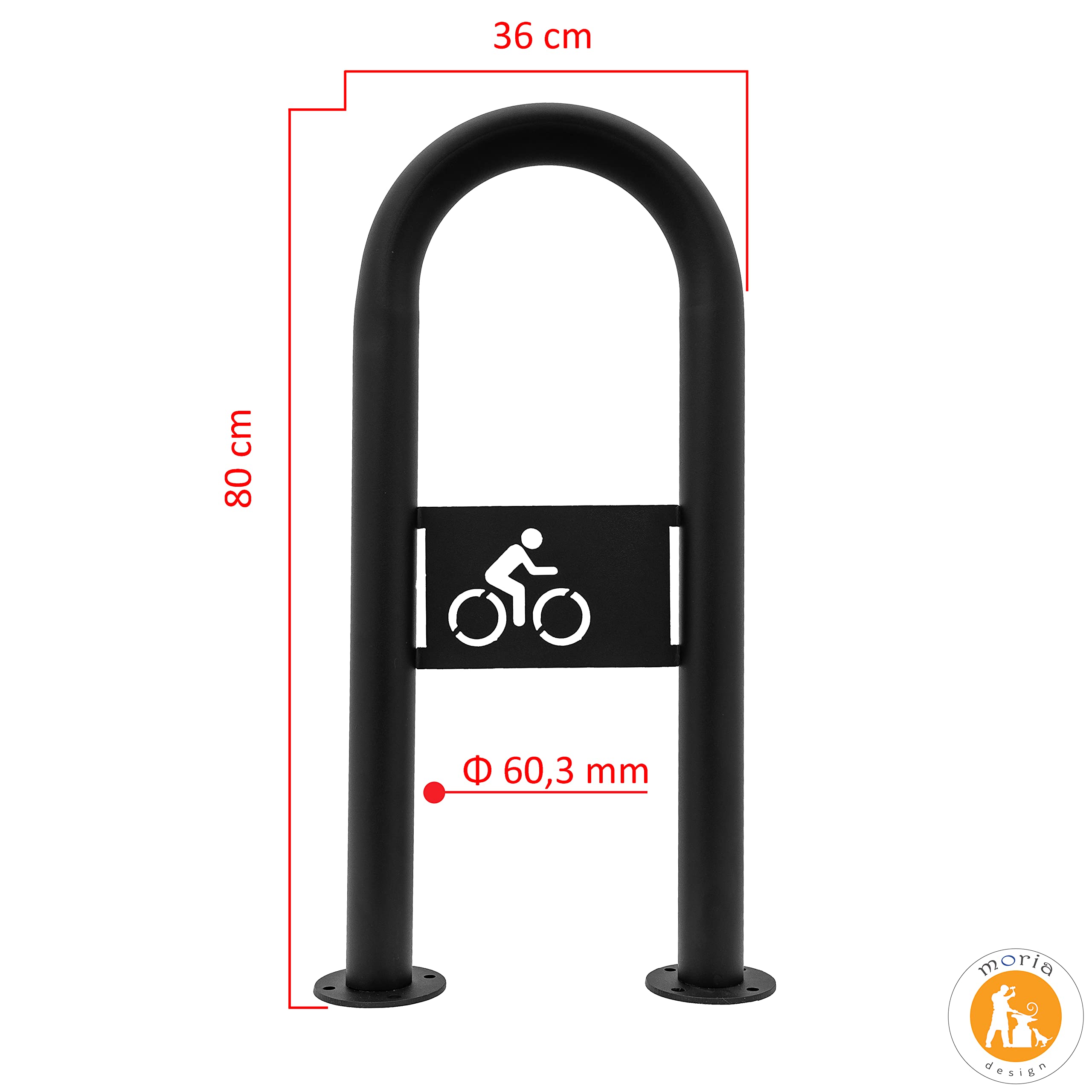 MORIA DESIGN Support au sol pour 2 vélos 80 x 36 cm - solide, VTT & E-Bike, poudré & galvanisé