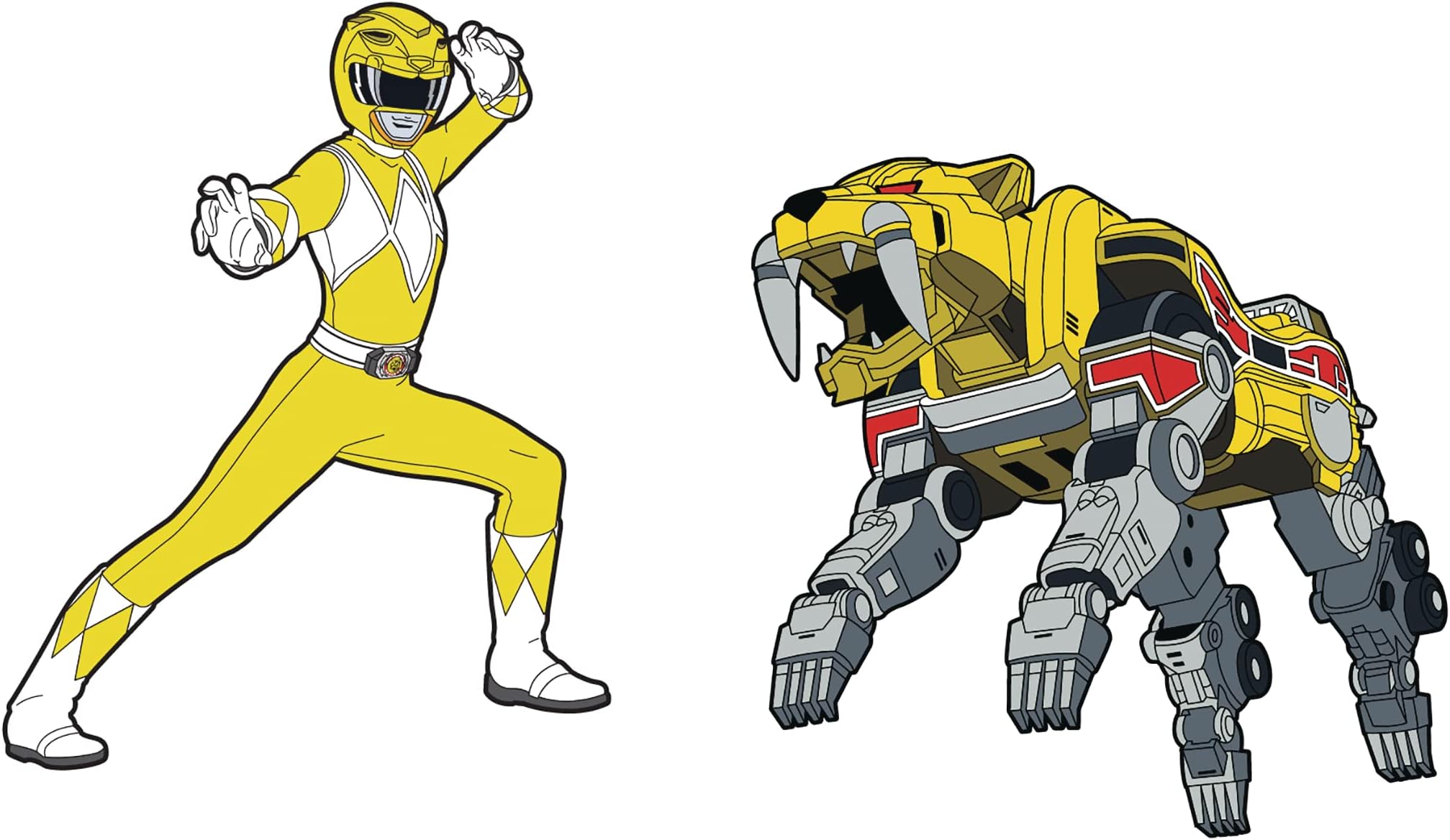Power Rangers: Yellow Ranger and Sabertooth Tiger Zord Pin Set
