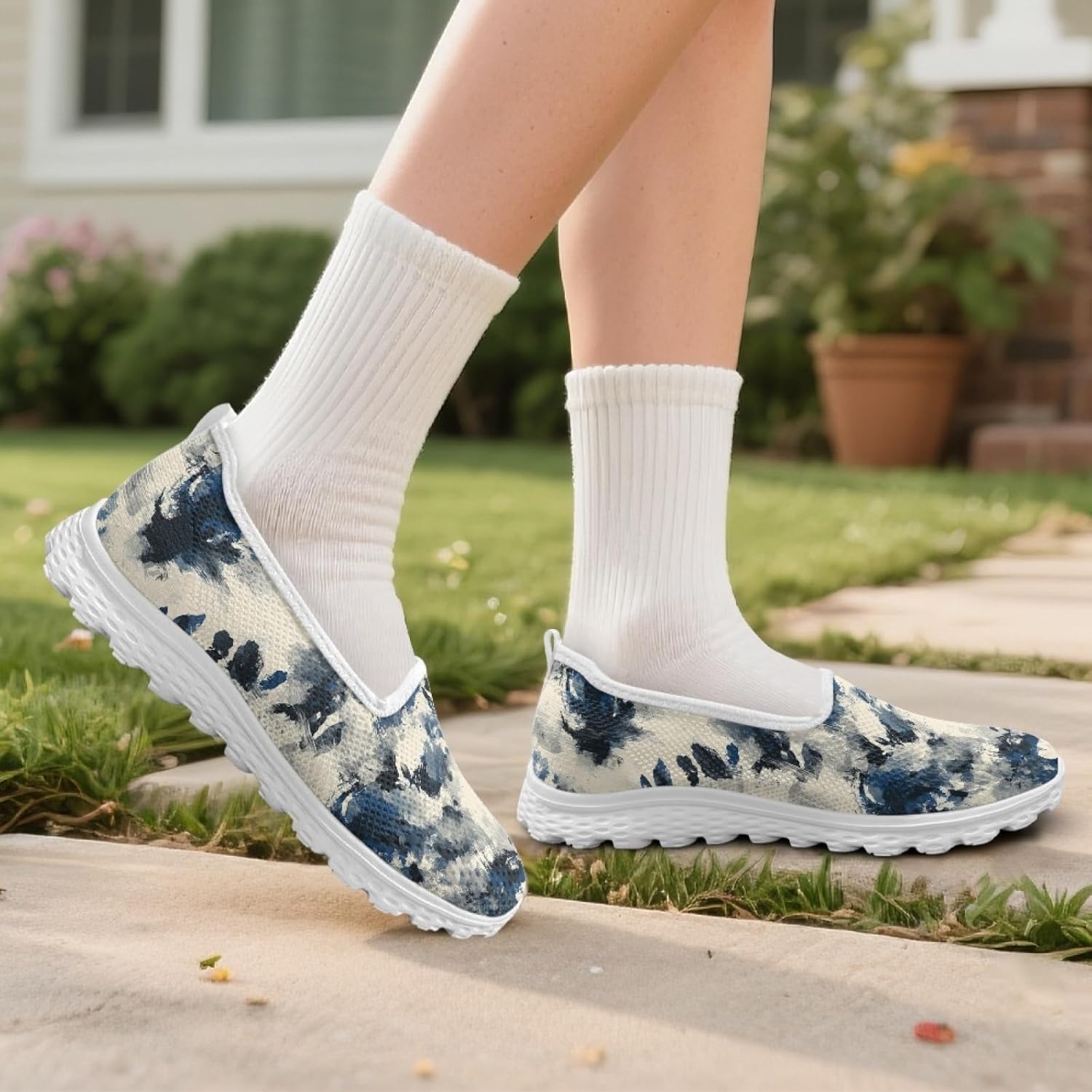 Floral Lightweight Comfortable Walking Shoes Women No Laces Slip On Flat Women Summer Shoes for Work Office Casual Trendy Beach Vacation Mesh Breathable Loafer 2025 - Image 2