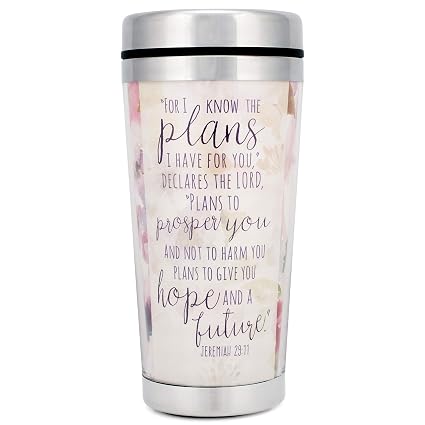 Dicksons Plans I Have for You Watercolor Floral 16 Ounce Stainless Steel Travel Tumbler Mug