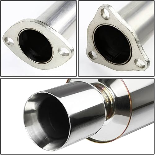 Miniatura 3 de Auto Dynasty Sistema de escape Catback de acero inoxidable con punta de silenciador enrollado de 4 pulgadas compatible con Honda Civic EX 1.7L 01-05