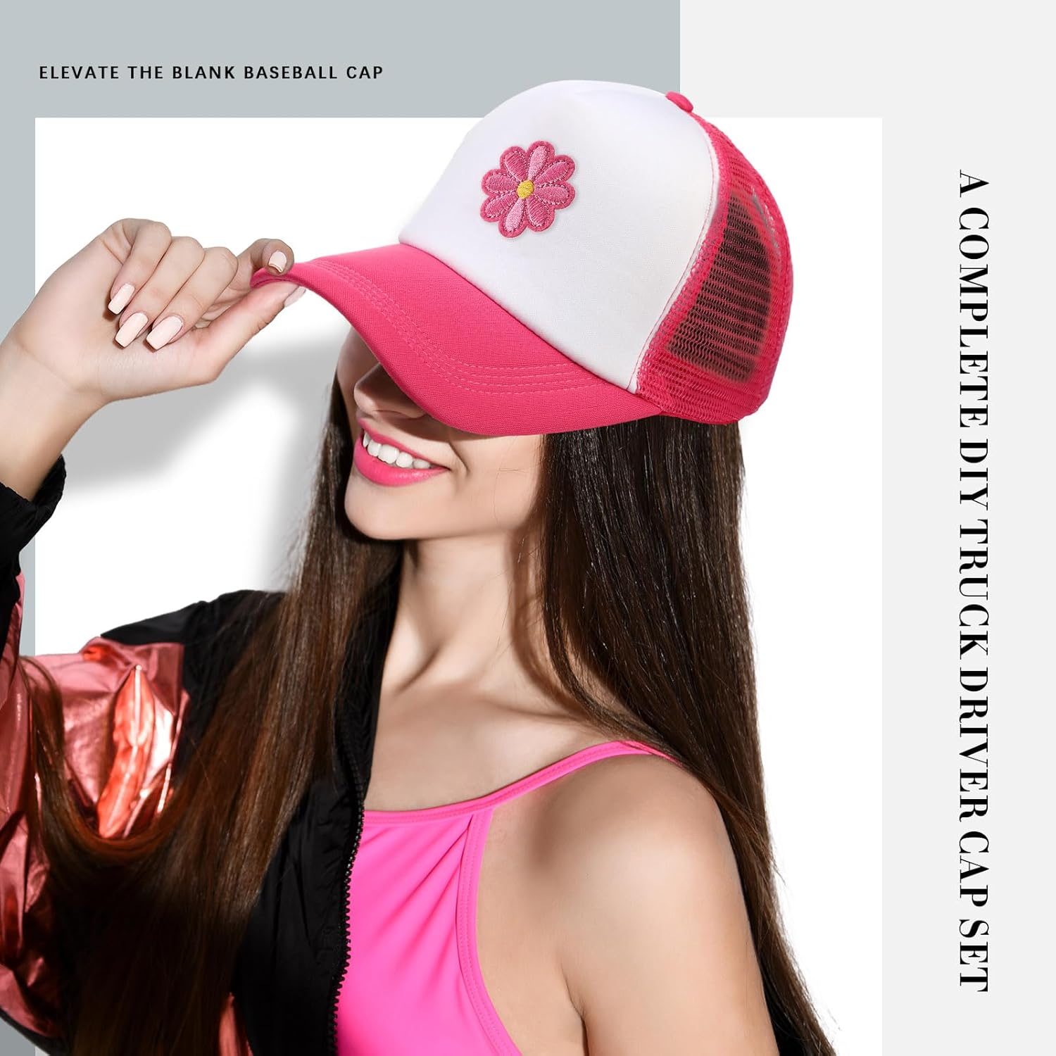 Hercicy 12 Pack DIY Trucker Hats Kit, Sublimation Blank Baseball Caps with 120 pcs Embroidered Patches DIY Craft for Party - Image 5