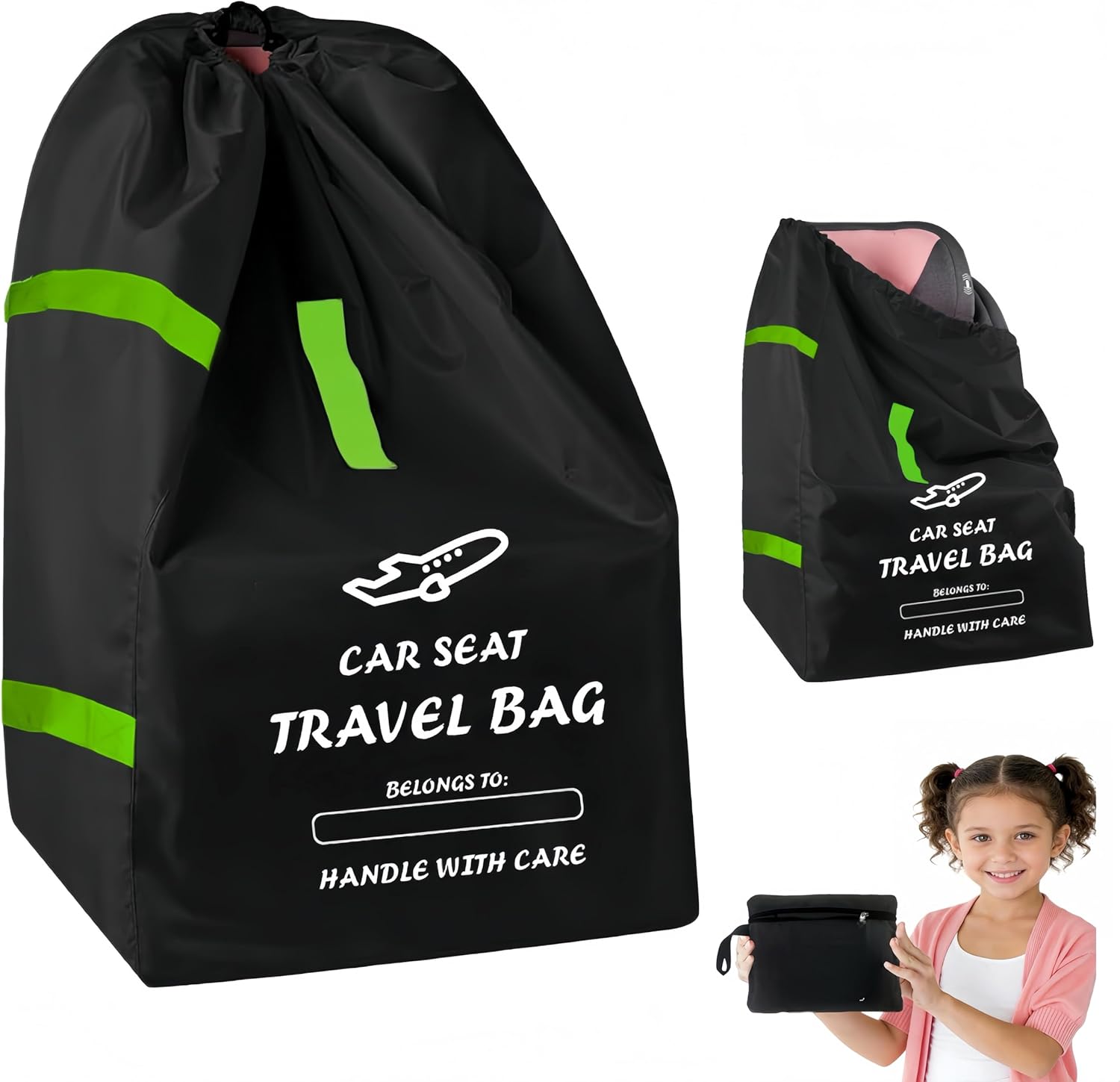 Stroller travel bag, 4-way carry, airplane check bag, waterproof stroller bag, foldable stroller bag, baby stroller dust cover, lightweight stroller bags (Stroller-Black, L)