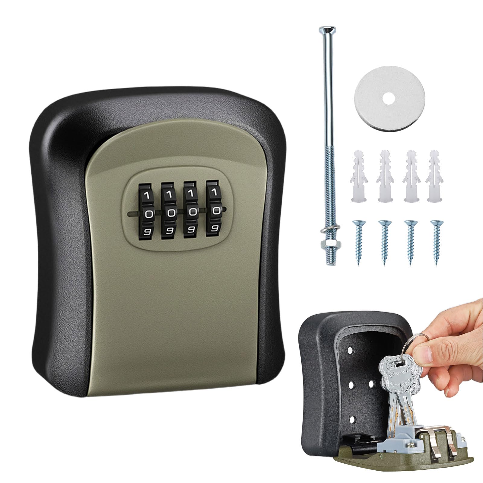 Key Safe Wall Mounted Outdoor,Waterproof Key Lock Box Outdoor,Key Lock Box with 4 Digit Combination for Home/Office/Garage/Security Safe Box