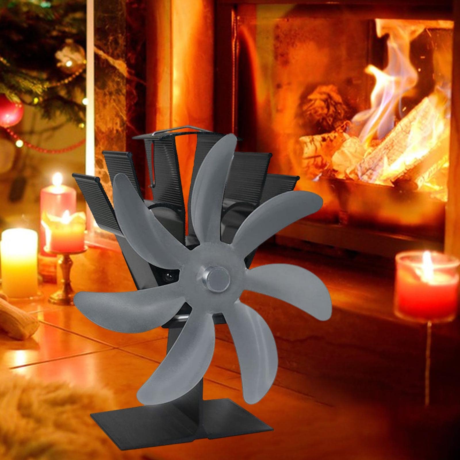 Sharplace 7 Ventilatore per a Legna Motore Silenzioso Alimentato dal Calore Circola Caldo/riscaldato Ventilatore per Stufa a Pellet/Legna/ceppi/Gas, Grigio